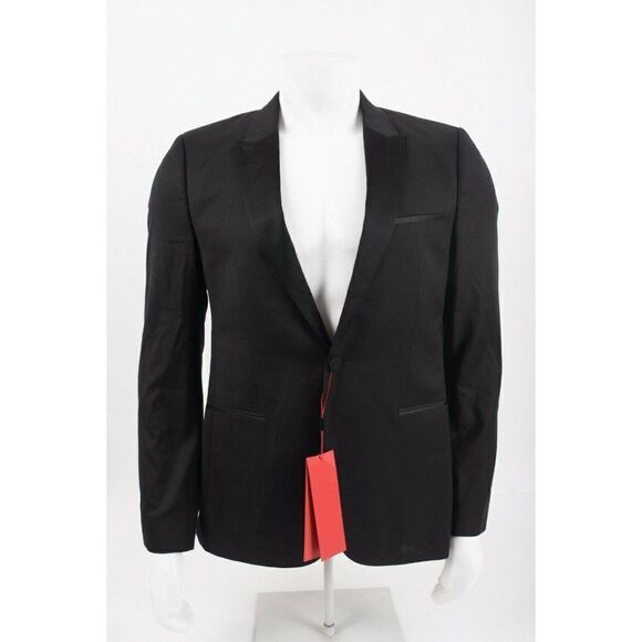 Hugo Boss Mens Tuxedo Suit Jacket Blazer Sport Coat US 40 Super 130 Black NWT - Picture 1 of 6